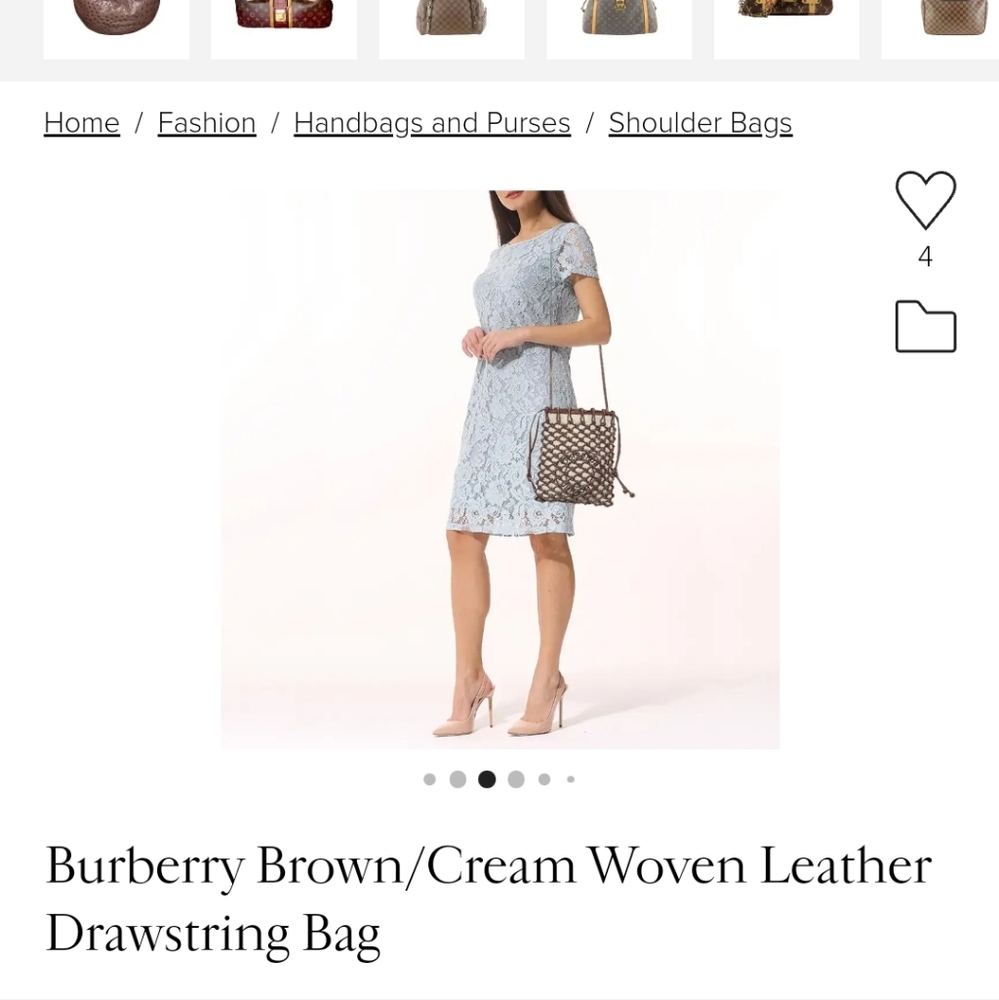 Burberry Brown/Cream Woven Leather Drawstring Bag NWOT
